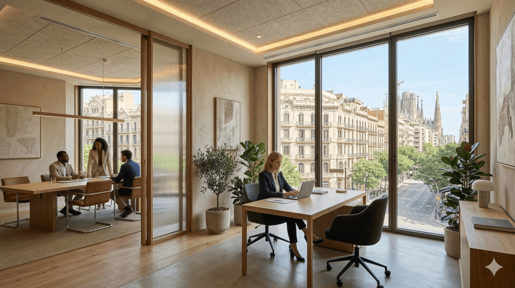 business center en Barcelona con oficinas privadas y salas de reuniones